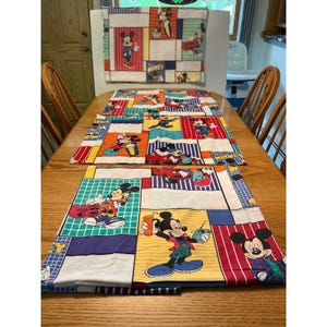 Vintage 90 Disney Cool Mickey Mouse Bedding Retro Flat Sheet Pillowcases blanket image 1