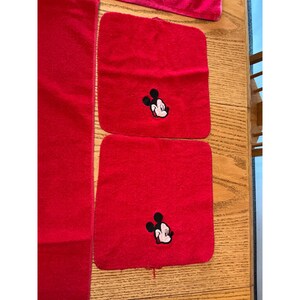 Vintage Mickey Mouse Red Bath Towel Set 9 Piece Disney Embroidered Cotton Terry image 8