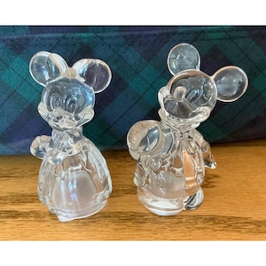 Lenox Crystal Mickey & Minnie Mouse Figurines Full Lead Crystal Germany Set image 1
