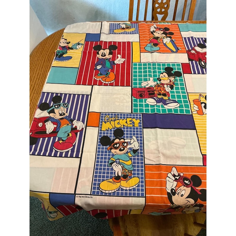 Vintage 90 Disney Cool Mickey Mouse Bedding Retro Flat Sheet Pillowcases blanket image 7