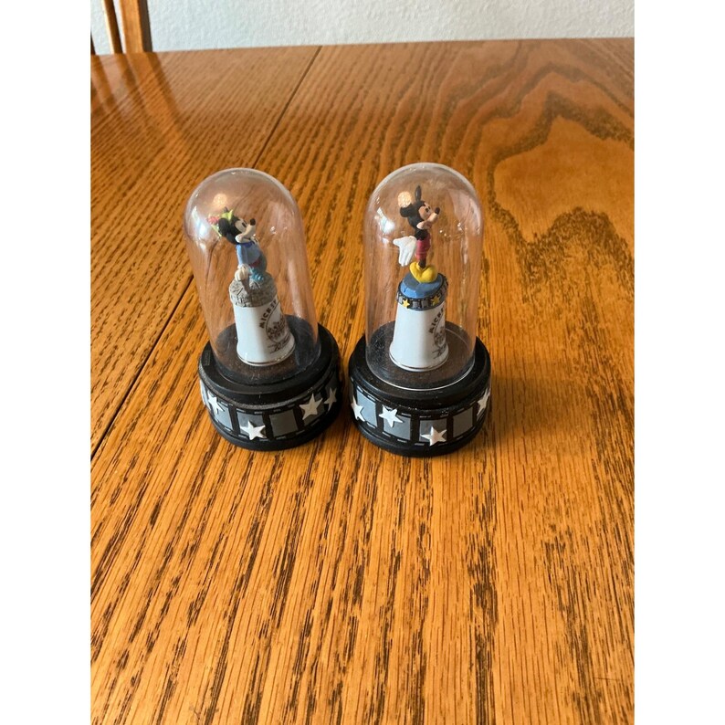 Disney Mickey Mouse 70 Happy Years Thimble Figurine Set of 2 Collectible Domes image 5