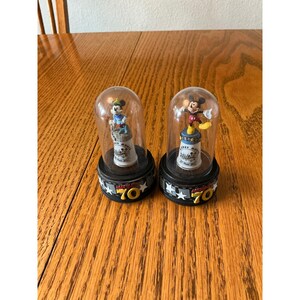 Disney Mickey Mouse 70 Happy Years Thimble Figurine Set of 2 Collectible Domes image 2