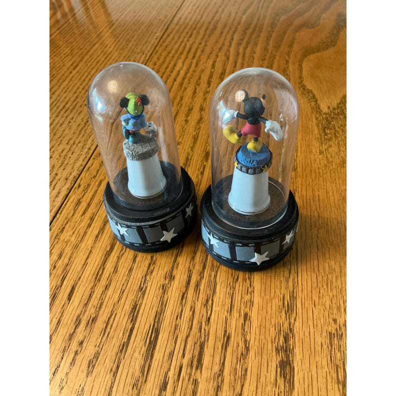 Disney Mickey Mouse 70 Happy Years Thimble Figurine Set of 2 Collectible Domes image 4