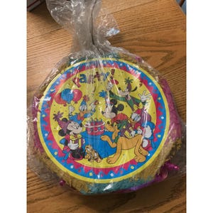 Piñata vintage de Mickey Mouse y sus amigos de Disney con cuerda para tirar, ideal para fiestas de cumpleaños, 38 cm (15 pulgadas)
