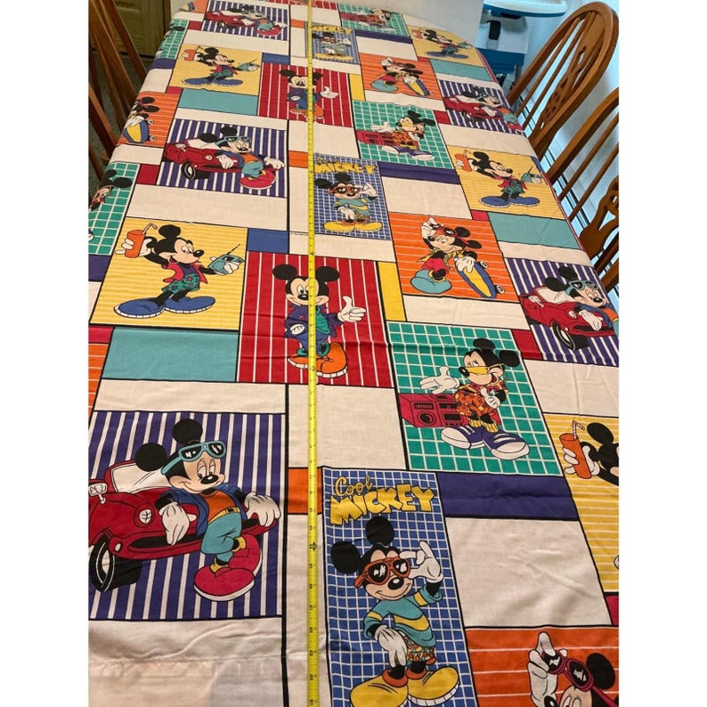 Vintage 90 Disney Cool Mickey Mouse Bedding Retro Flat Sheet Pillowcases blanket image 5