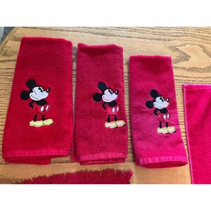 Vintage Mickey Mouse Red Bath Towel Set 9 Piece Disney Embroidered Cotton Terry image 5