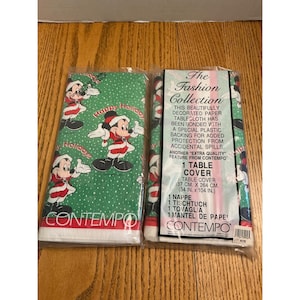 Vintage Disney Mickey Mouse Christmas Paper Tablecloths Contempo Set of 2 New image 1