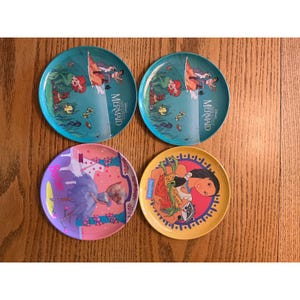 Vintage Zak Designs Disney kleine zeemeermin Pocahontas Barbie melamine bordenset 4 afbeelding 1