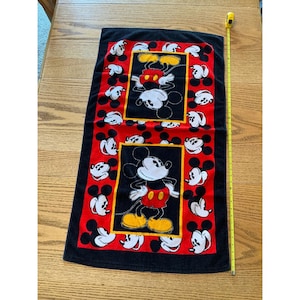 Vintage Disney Mickey Mouse handdoek Franco katoen zwart rood 40 x 23,5 afbeelding 1