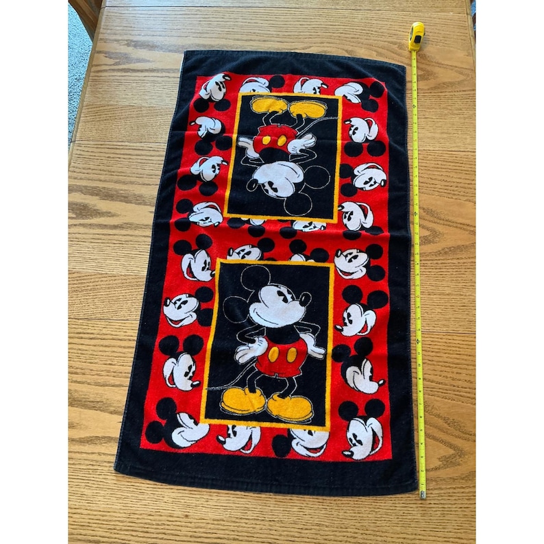 Vintage Disney Mickey Mouse handdoek Franco katoen zwart rood 40 x 23,5 afbeelding 1