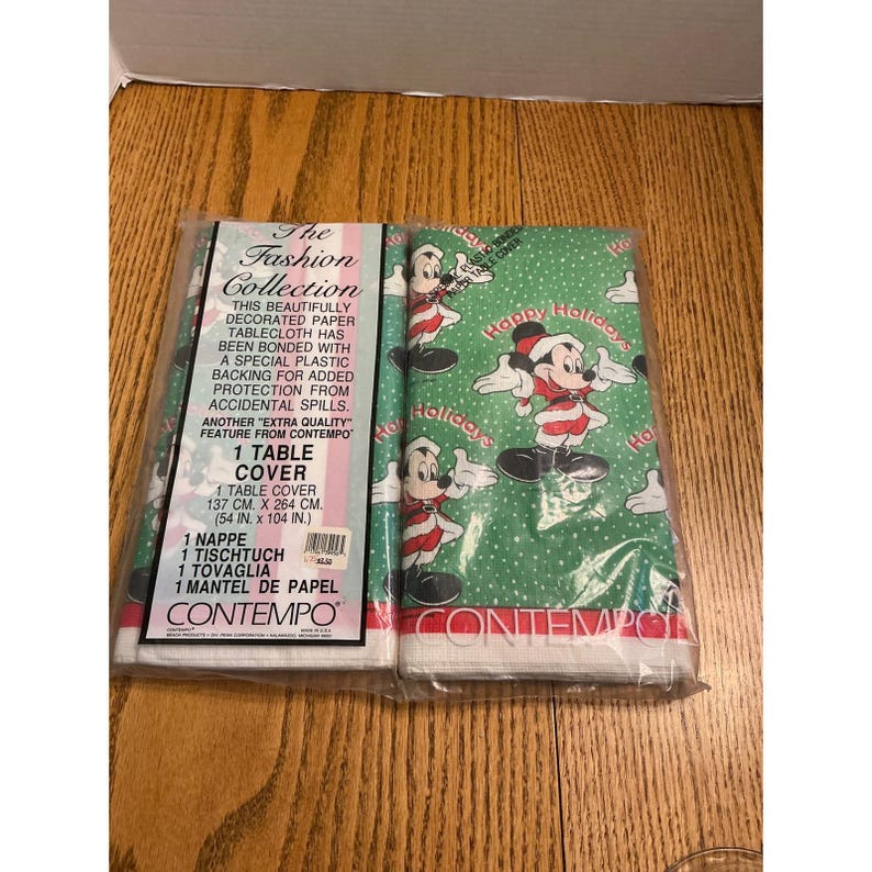 Vintage Disney Mickey Mouse Christmas Paper Tablecloths Contempo Set of 2 New image 2