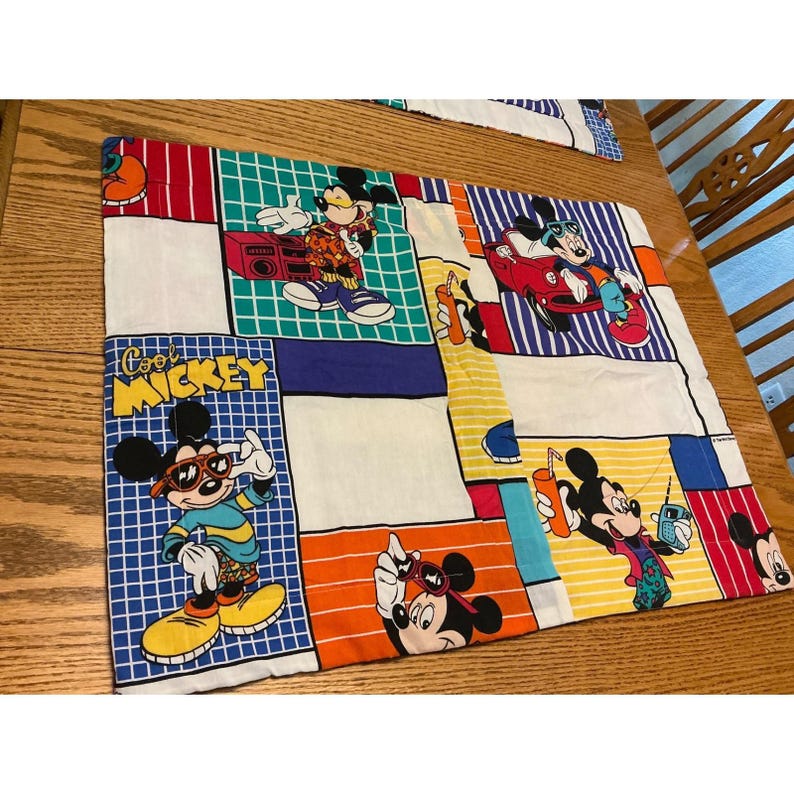Vintage 90 Disney Cool Mickey Mouse Bedding Retro Flat Sheet Pillowcases blanket image 11