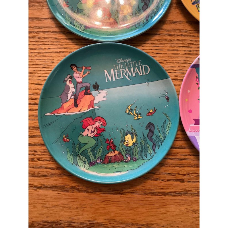Vintage Zak Designs Disney kleine zeemeermin Pocahontas Barbie melamine bordenset 4 afbeelding 3