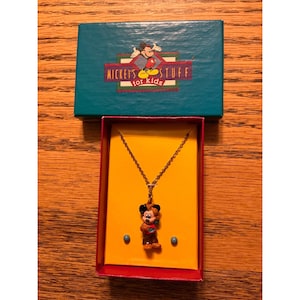 Artículos vintage de Disney Mickey para niños: collar y pendientes de Mickey Mouse con estilo western. imagen 1