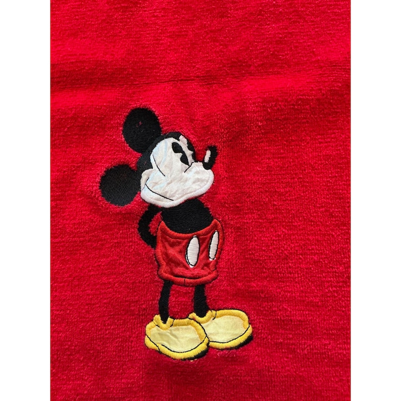 Vintage Mickey Mouse Red Bath Towel Set 9 Piece Disney Embroidered Cotton Terry image 3