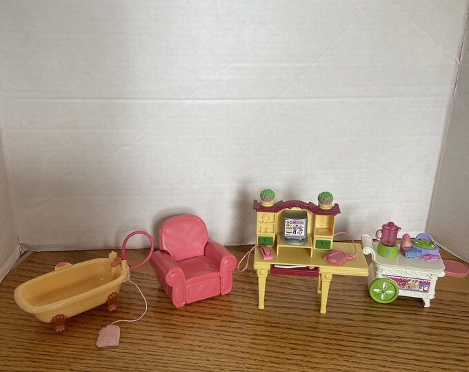 Fisher Price Loving Family Dollhouse Furniture Lot Office Desk Computer ...