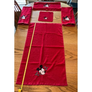 Vintage Disney Mickey Mouse Christmas Towel Set Red Saturday Knight Ltd 5 Piece image 1