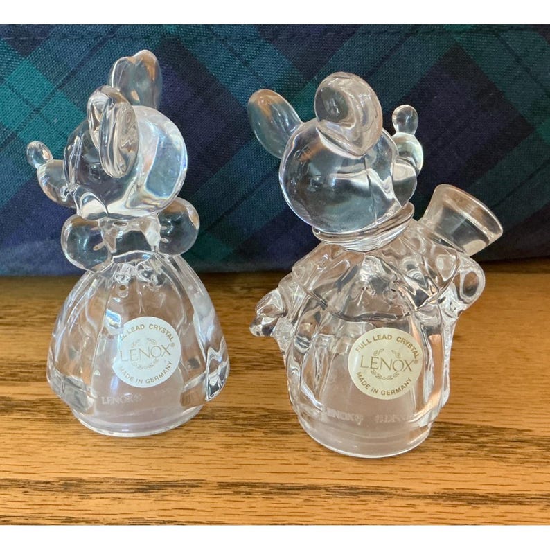 Lenox Crystal Mickey & Minnie Mouse Figurines Full Lead Crystal Germany Set image 2