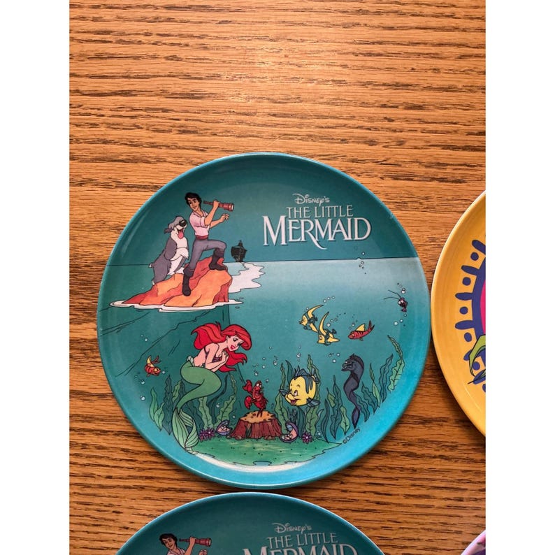 Vintage Zak Designs Disney kleine zeemeermin Pocahontas Barbie melamine bordenset 4 afbeelding 2