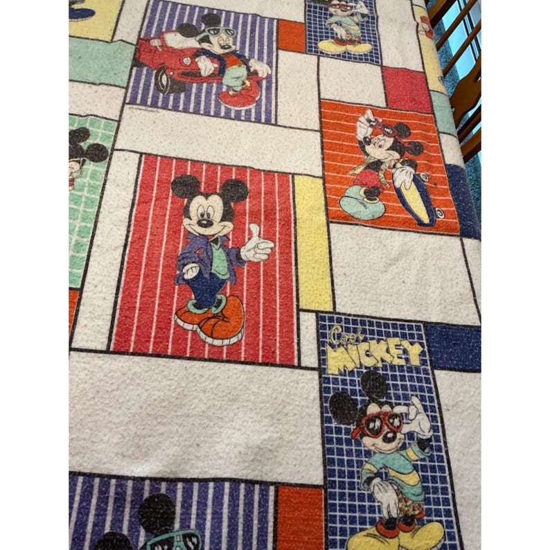Vintage 90 Disney Cool Mickey Mouse Bedding Retro Flat Sheet Pillowcases blanket image 18