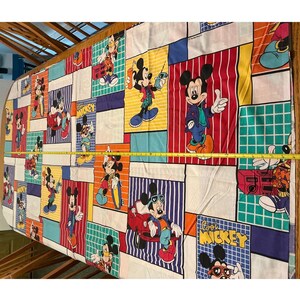 Vintage 90 Disney Cool Mickey Mouse Bedding Retro Flat Sheet Pillowcases blanket image 3