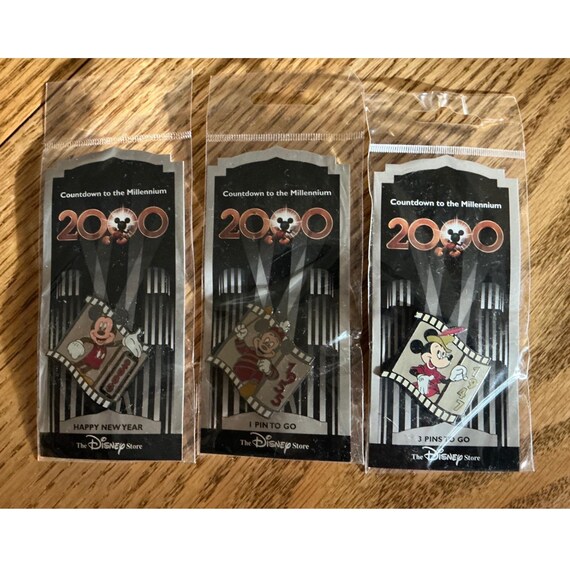 Disney Store Countdown to the Millennium Mickey Mouse Pin Set 3 New Sealed 2000
