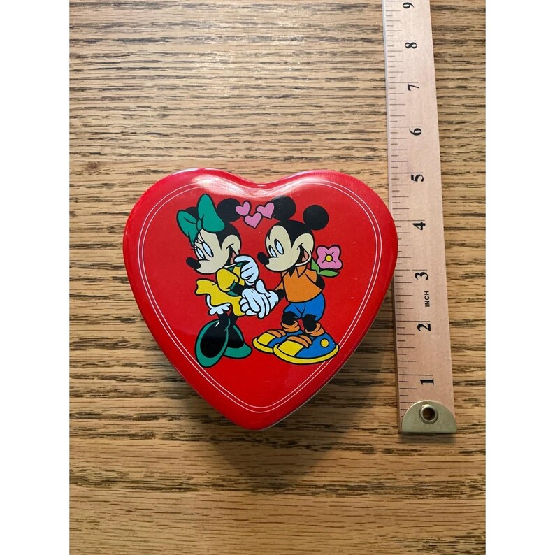 Conjunto de collar y pendientes de corazón de Mickey y Minnie Mouse de Disney, oro sobre plata, estaño rojo imagen 5