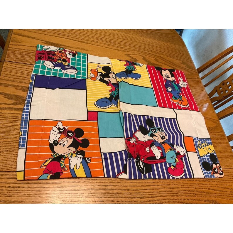 Vintage 90 Disney Cool Mickey Mouse Bedding Retro Flat Sheet Pillowcases blanket image 13