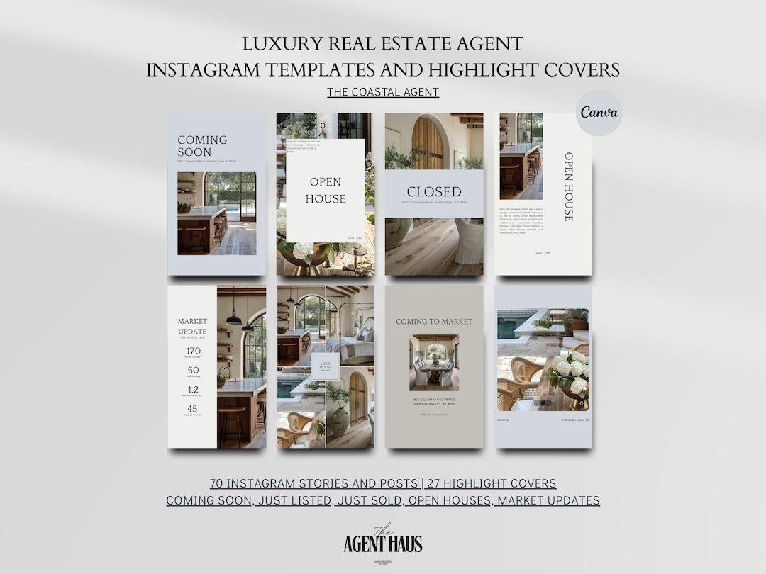 Instagram Templates for Luxury Real Estate Agents | Coastal Agent Canva ...