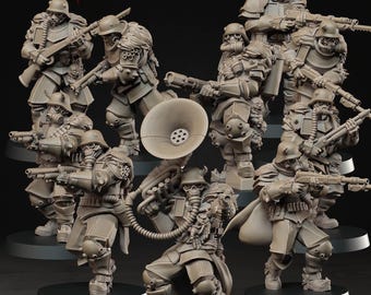 Hellbound Apostasy Heretic Trooper proxy – 10 Model Modular Squad | Grimdark Trench Warfare Resin Miniatures