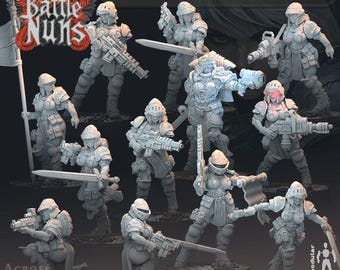 Sci Fi Battle Nun Novices x10 – Modular 3D Printed Miniatures | SFW or NSFW Options |
