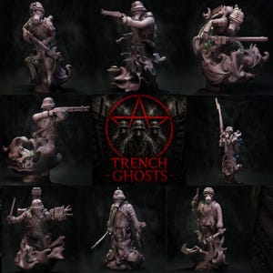 Zestaw miniaturek Ghost Legion Proxy kompatybilny z Trench – grimdark horror z żywicy do gry Trench Warfare