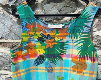1960s St Tropez Theme 'La Desirade' Cotton Sleeveless Top by Christine Laure of France 34 inch Chest