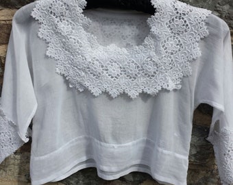 1920s Edwardian Lawn Cotton Cropped Top