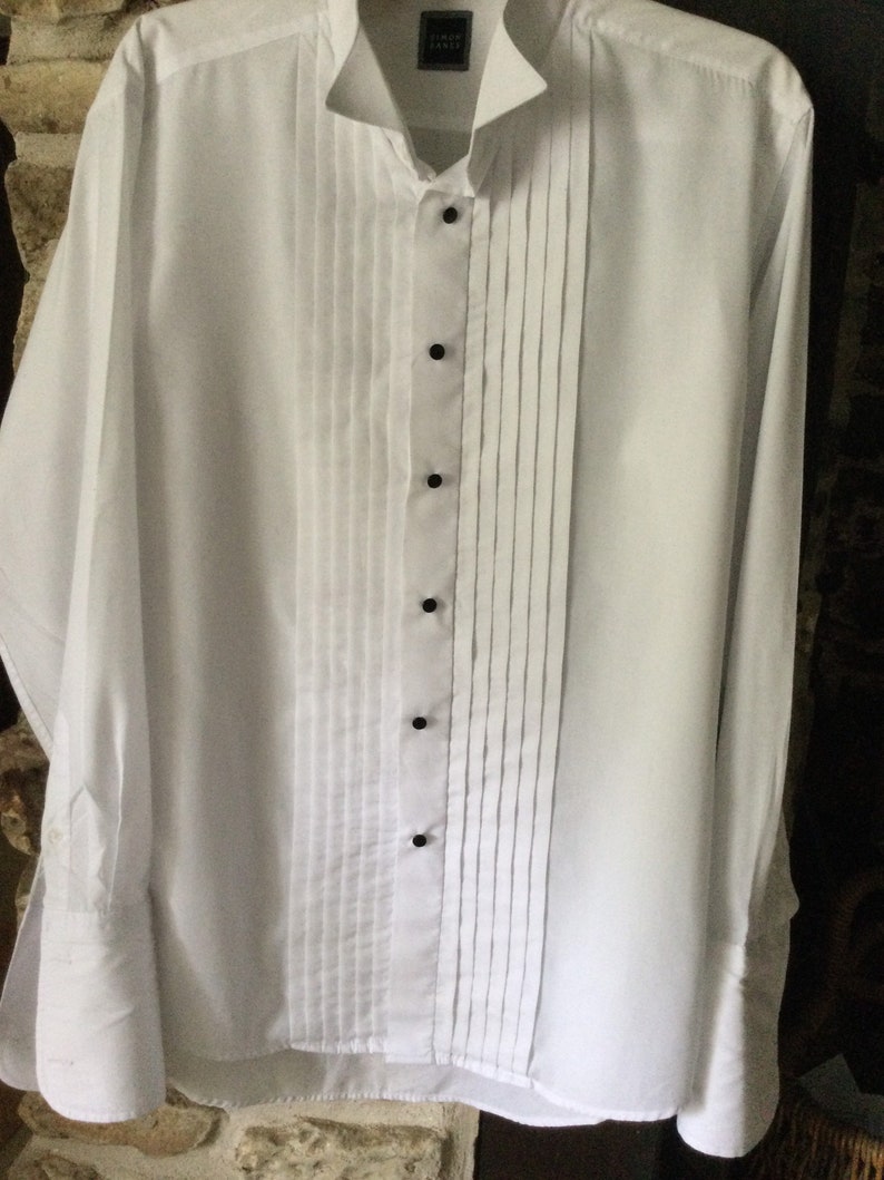 Vintage Mens Wing Collar Dress Shirt Simon Banks White 15.5 Etsy