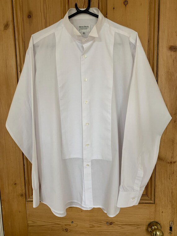 Vintage Men's Dinner Tuxedo Shirt Wing Collar White Marcella Bib Front Double Cuffs 16.5 Inch Collar Moss Bros. Covent Garden - Etsy Vintage Men's Dinner Tuxedo Shirt Wing Collar White Marcella Bib Front Double Cuffs 16.5 Inch Collar Moss Bros. Covent Garden - Etsy