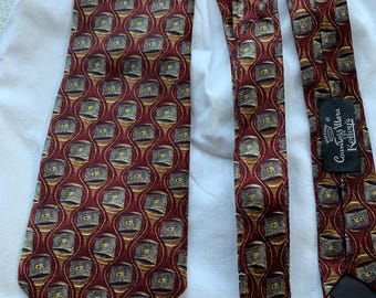 Unworn Tailored Silk Men’s Tie Countess Mara all silk made in USA in Burgundy and Grey