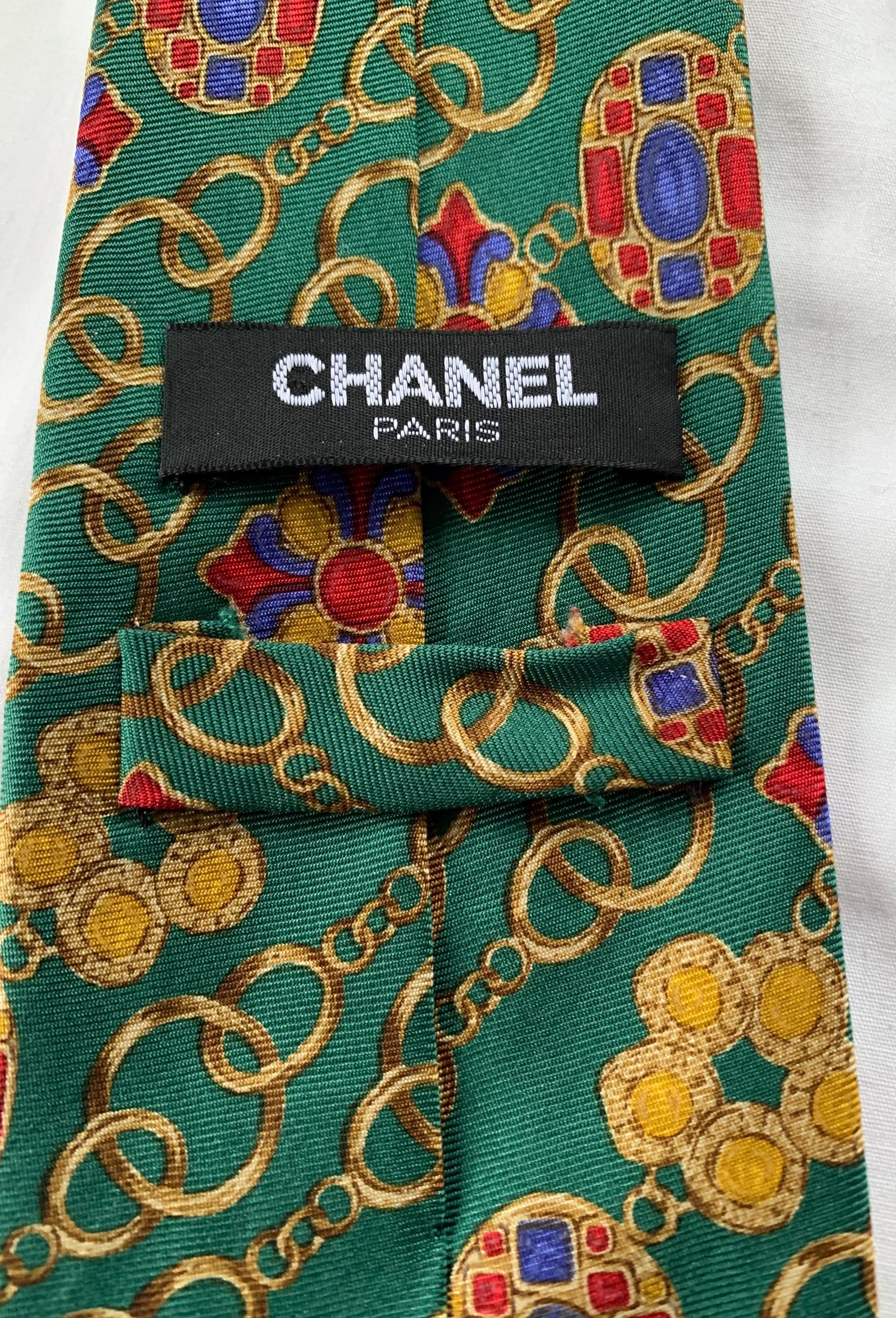 Vintage Chanel Chain Link Silk Men's Tie Green - Etsy