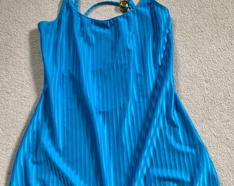 Christian Lacroix Ladies Swimsuit 1990s Size 44 Continental 36 inch Chest Kingfisher Blue