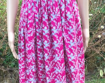 1960s Original Laura Ashley Floral Cotton Gown Chest 30-31 inches Pink and Pale Blue with Straps