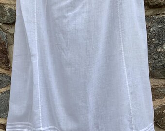 Edwardian (1910) White Lawn Cotton Underslip 28 inch Waist Adjustable with Broderie Anglais