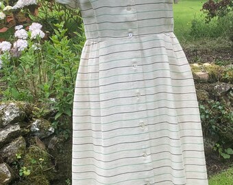 1940s Style DKNY Cream Stripe Shirtwaister Dress Brustumfang 38 zoll 96 cm