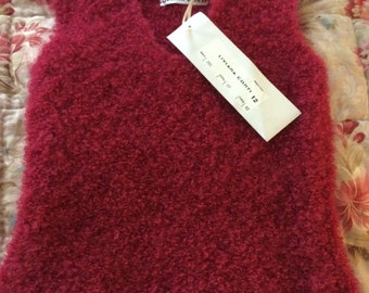 Vintage Sleeveless Jumper Mohair Boucle Wool Burgundy red LIvIana Conti Size 12 UK 42 Italy New with Tags with Stretch