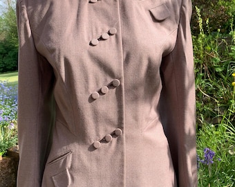 1940s Lilli Ann Cinched Jacket Taupe Chest 36 inches