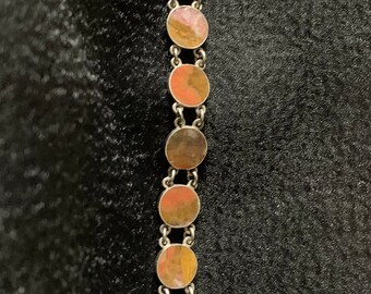 1930s Agate and Sterling Silver Bracelet