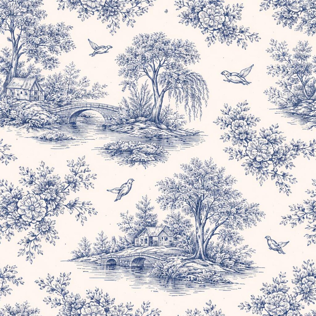 Vintage Toile Pattern Digital Download, French Country Fabric Design ...