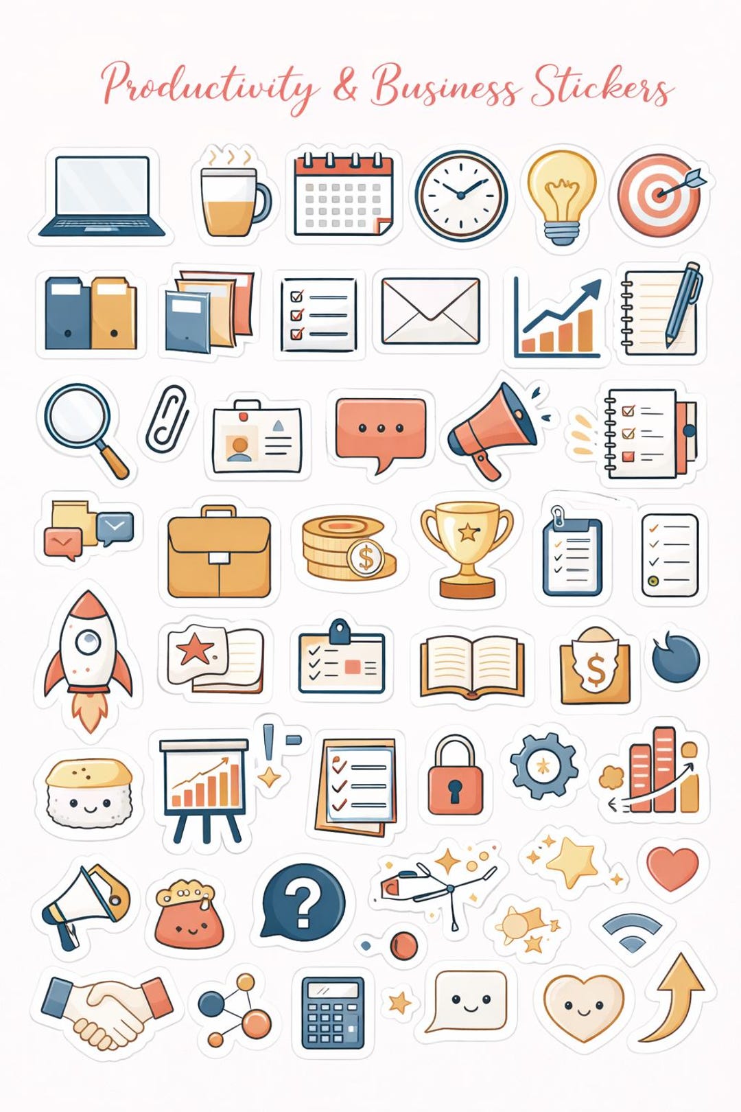 Productivity Icon Stickers Digital Download, Work Planner Sticker Sheet ...
