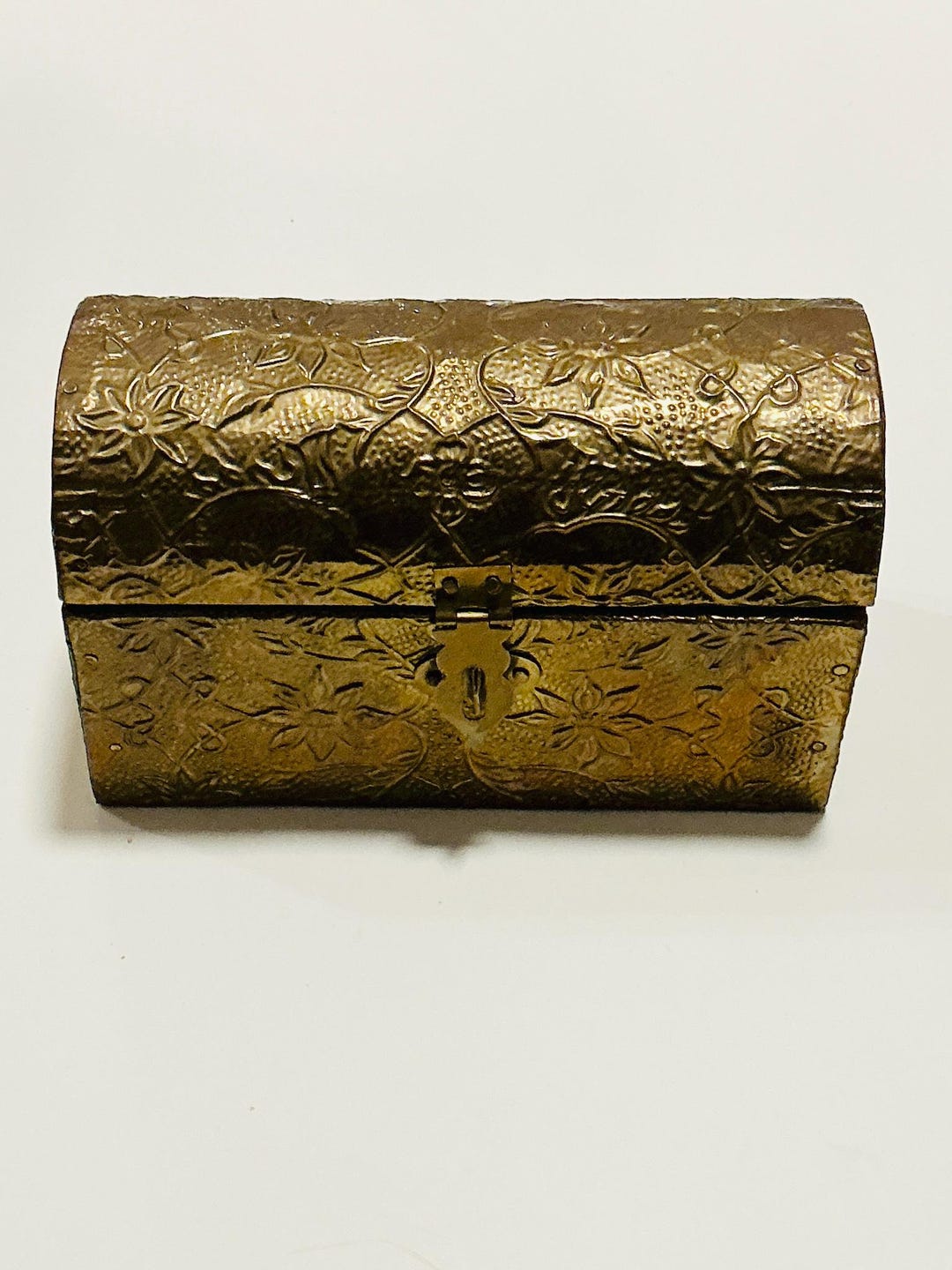 Vintage Brass Wood Treasure Chest Jewelry Box – Made in India 6” - Etsy