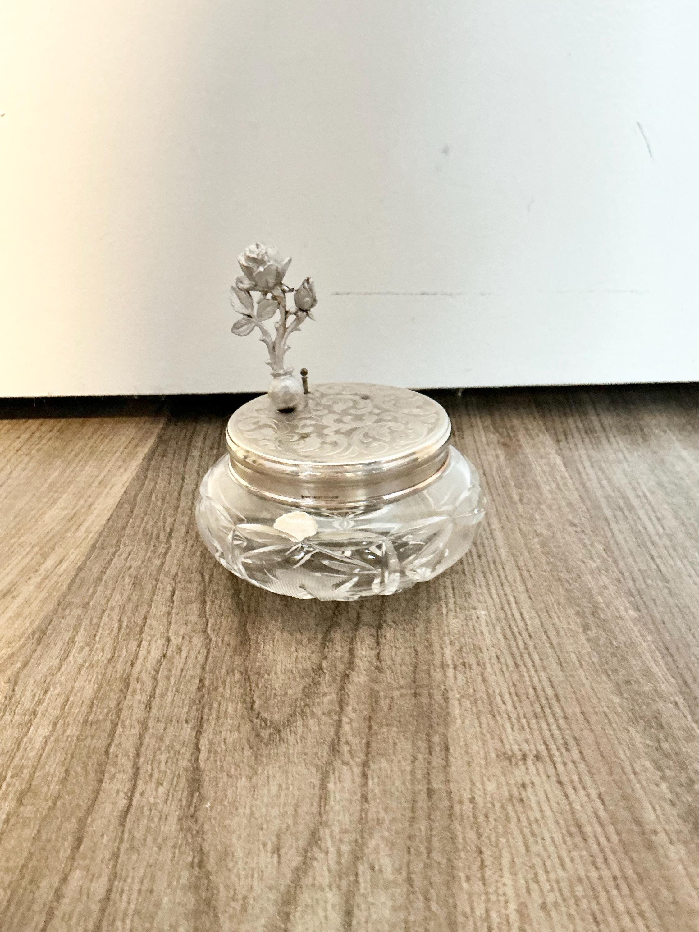 Vintage Reuge Swiss Music Box: Rotating Rose, 24% Lead Crystal