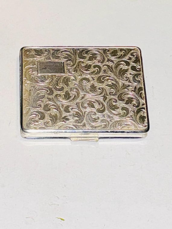 Etched Silver Engravable Makeup Compact - image 1